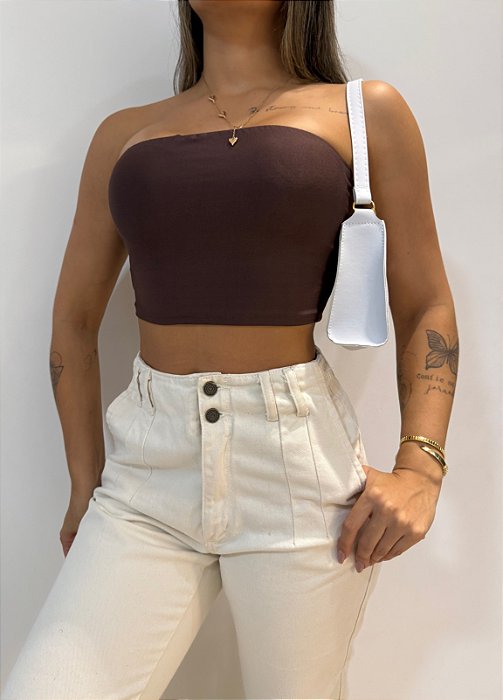 Cropped Faixa Marrom