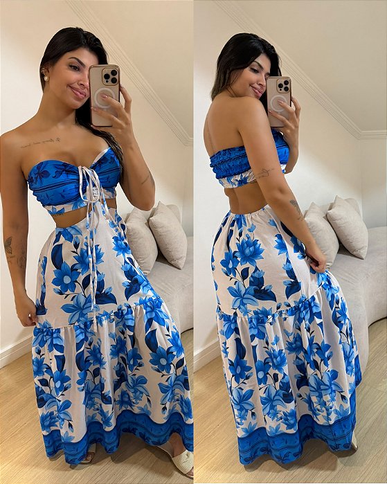 Vestido Lily Azul Flores