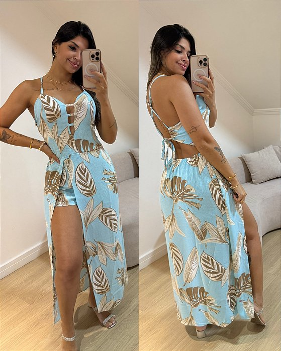 Vestido Elô Azul Claro Estampa