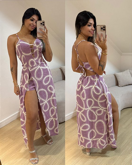 Vestido Elô Lilás Estampa