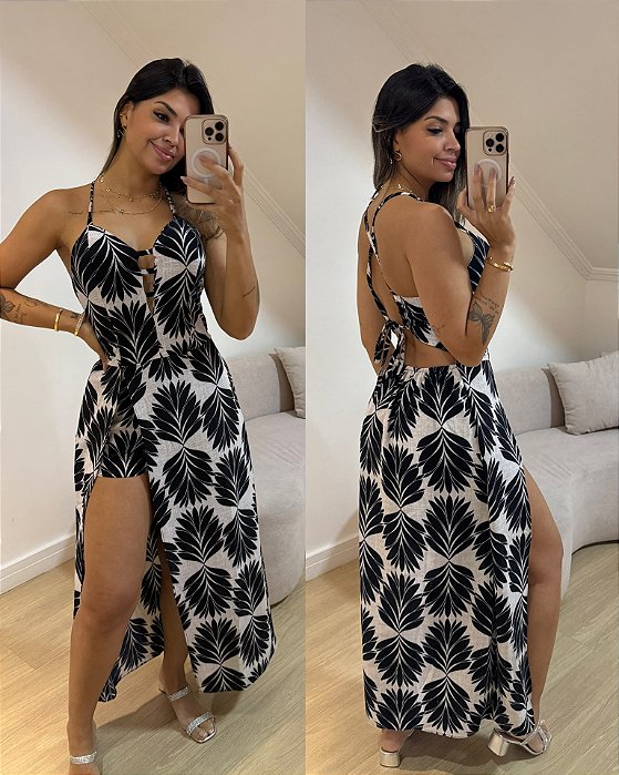 Vestido Elô Preto Estampa