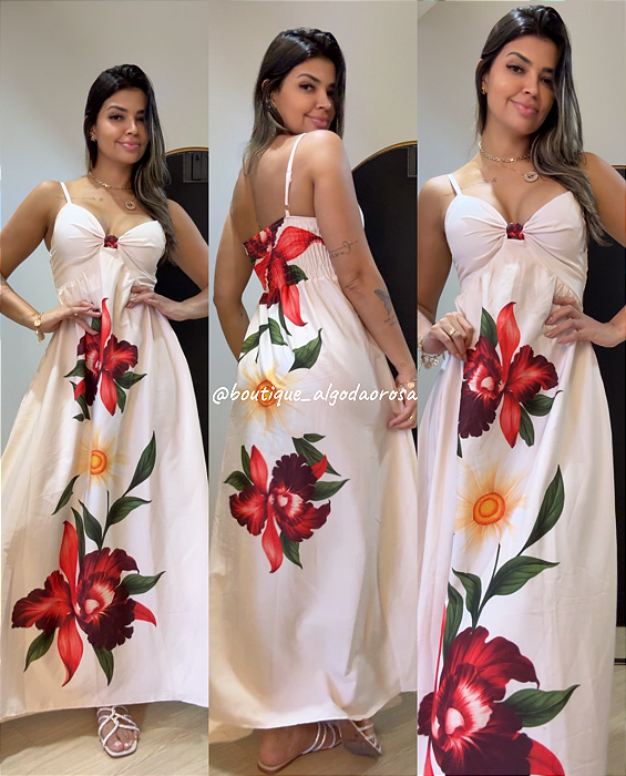Vestido Carmen Flor Vermelha
