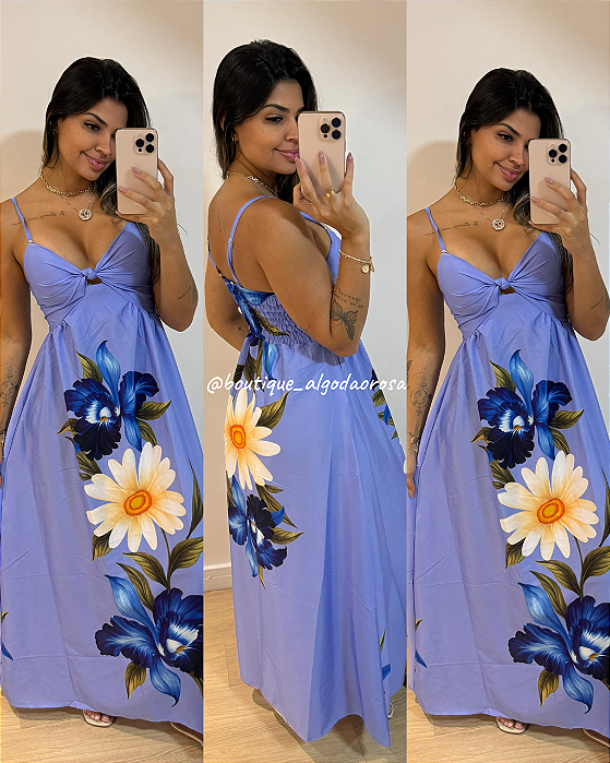 Vestido Carmen Azul Flor
