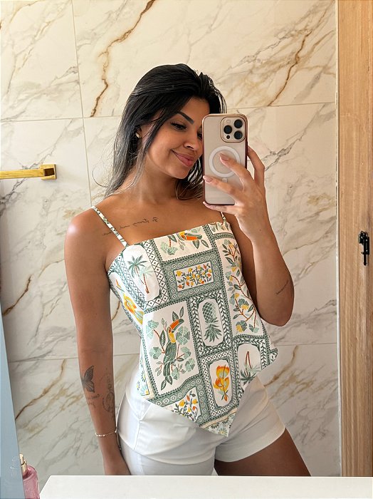 Blusa Eliane Estampa Verde