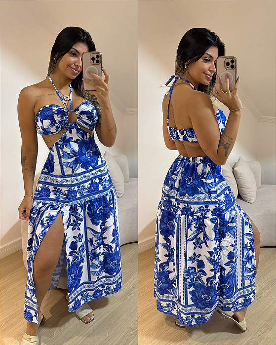 Vestido Sandy Estampa Azul 1