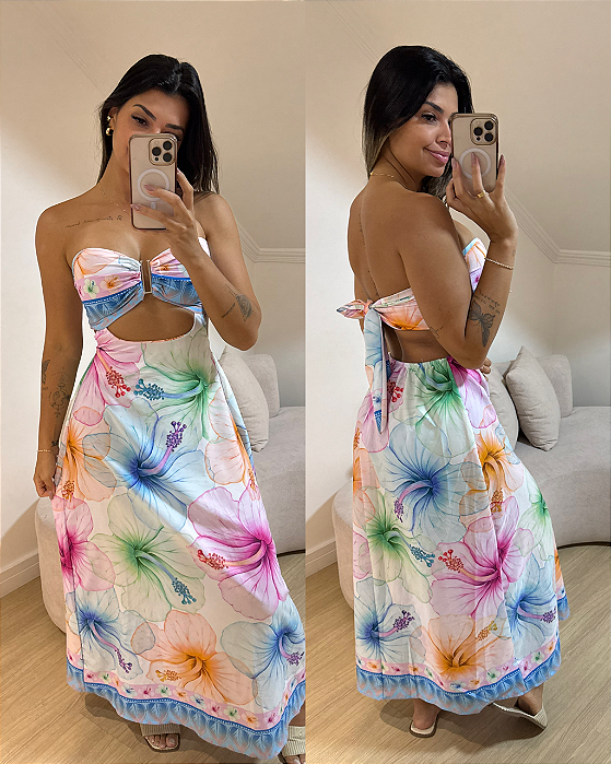 Vestido Amélia Flores Coloridas