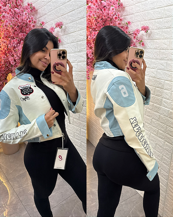 Jaqueta Esportiva Branco e Azul