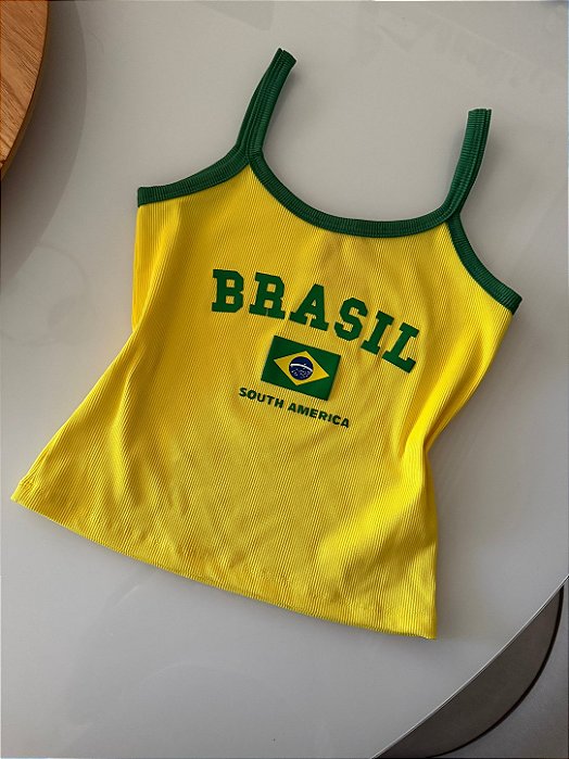 Cropped Brasil Alcinha Amarelo