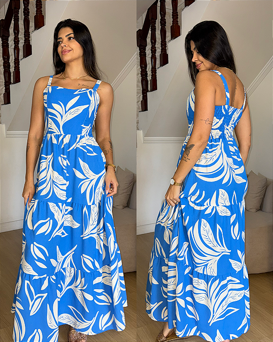 Vestido Emília Estampa Azul