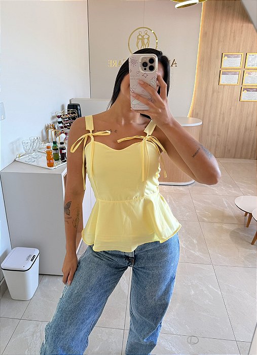 Blusa Peplum Amarelo