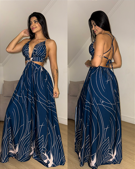 Vestido Mármore Azul Escuro