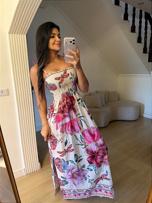 Vestido Yasmin Florido Rosa