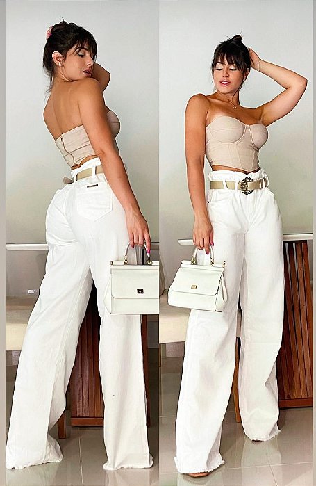 Calça Wide Leg Branca - Boutique Algodão Rosa