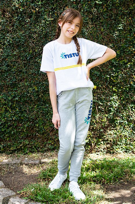 Camiseta Manga Curta Listra Branca