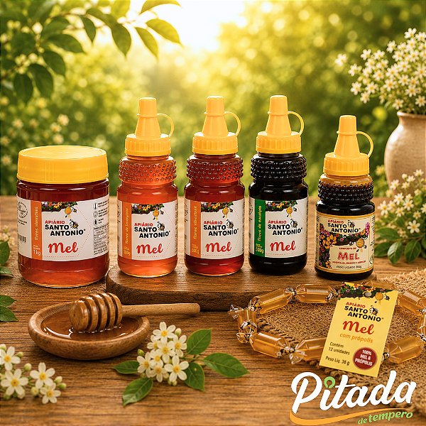 Mel Natural Puro Eucalipto, Silvestre, Flor de Laranjeira e Composto - Apiário Santo Antônio