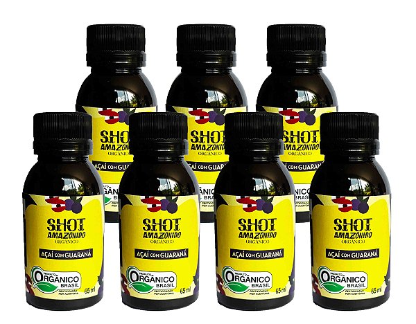 SHOT AMAZÔNICO ORGÂNICO x 7- AÇAÍ com GUARANÁ - 65 ml x 7 unidades