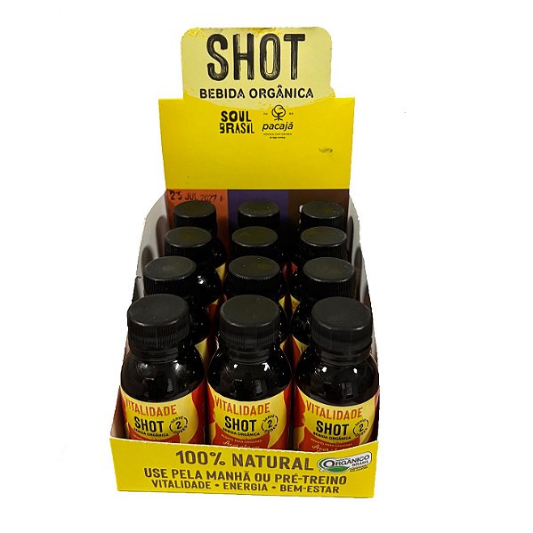 CAIXA SHOT ORGÂNICO VITALIDADE - ACEROLA com CÚRCUMA e CUMARU - 12 unidades de 70 ml
