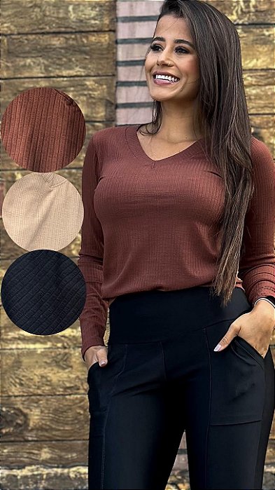 Blusa canelada premium