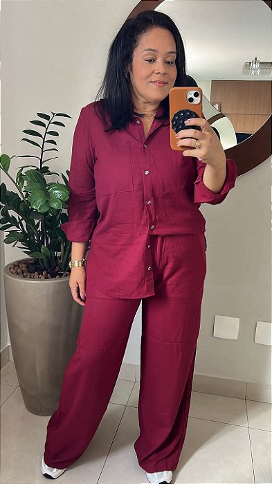 Calça Pantalona em linho
