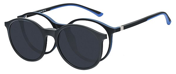 Armação Óculos Receituário e Sol Clipon Com 1 Lente AT 6008 Preto/Azul