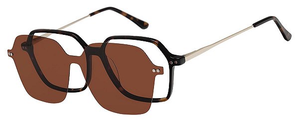 Armação Óculos Receituário e Sol Clipon Com 1 Lente Oasis Tartaruga