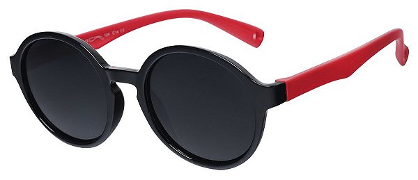 Óculos De Sol Flexível Silicone Infantil AT 8143 Preto/Vermelho (05 A 10 Anos)
