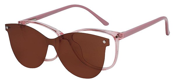 Armação Óculos Receituário e Sol Clipon Com 1 Lente AT 5101 Rosé/Rosa