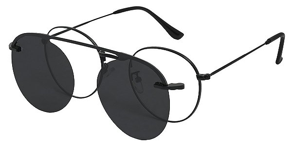 Armação Óculos Receituário e Sol AT 3043 Clipon Com 1 Lente Preto