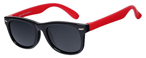 Óculos De Sol Flexível Silicone Infantil AT 802 Preto/Vermelho (04 a 08 anos)