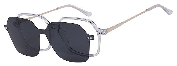 Armação Óculos Receituário e Sol Clipon Com 1 Lente Oasis Transparente