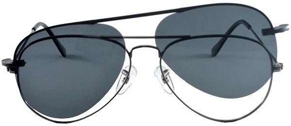 Armação Óculos Receituário Clipon (Polarizado Proteção UV400) Aviador Prata AT 3042