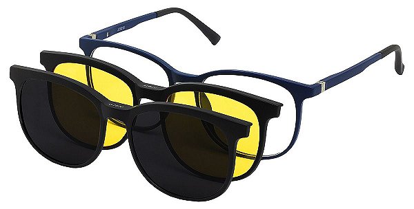 Armação Óculos Receituário e Sol 9215 Clipon com 2 Lentes Azul