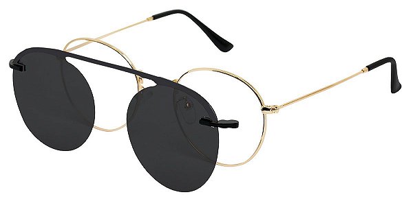 Armação Óculos Receituário e Sol AT 3044 Clipon Dourado com 1 Lente