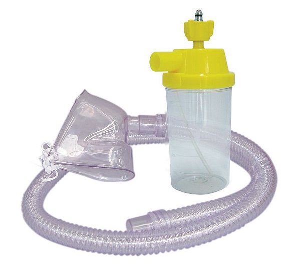 Conjunto Nebulização Continua AR Comprimido com Traqueia em PVC e Mascara Adulto