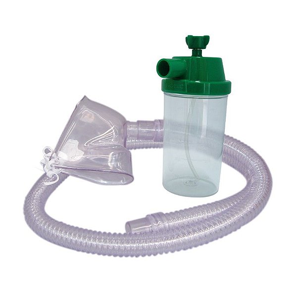 Conjunto Nebulização Continua Oxigênio com Traqueia em PVC e Mascara Adulto