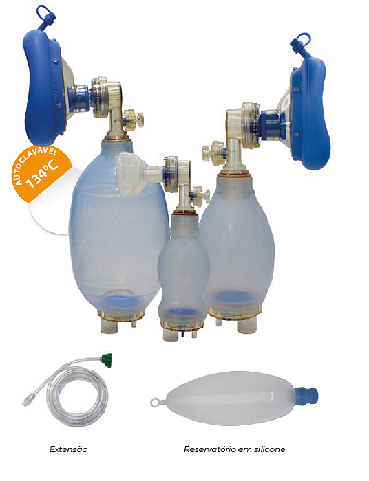 Reanimador Manual Adulto em Silicone Autoclavável 134° AMBU
