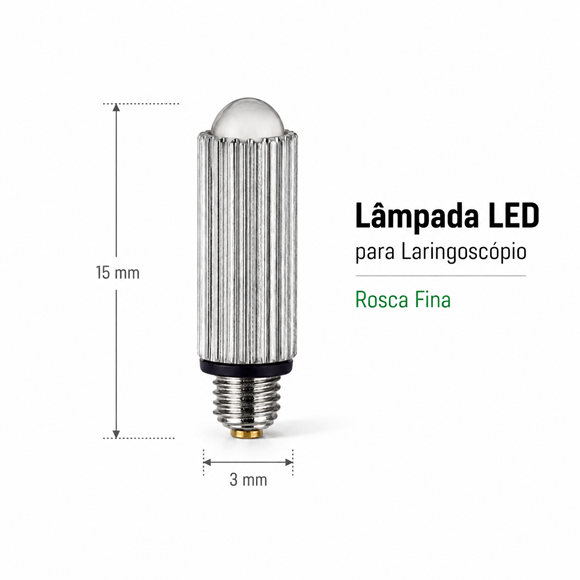 KIT 5 Lâmpada LED para laringoscópio Rosca Fina