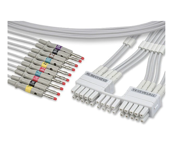Conjunto Rabicho ECG 10 vias Compatível com MORTARA (IEC)