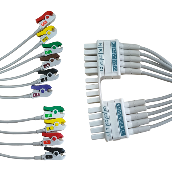Conjunto Rabicho ECG 10 vias Compatível com MORTARA (IEC)