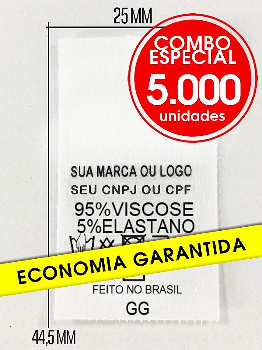 Etiqueta De Composição Para Roupas 5.000 un.