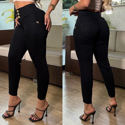 Calça Modeladora Jeans Elastico Cós Largo Laycra