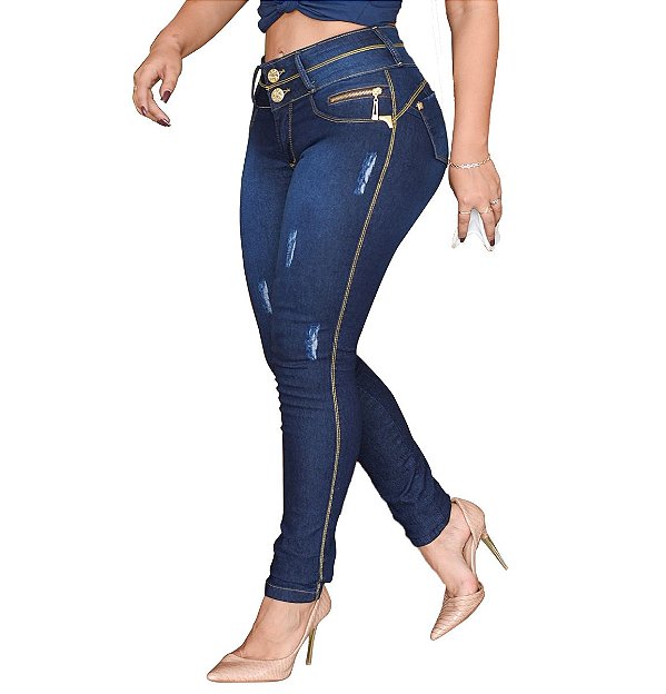 Calça Jeans Lycra Stretch Ziper Cintura Cós Linda Estilo - Dona Scott Jeans