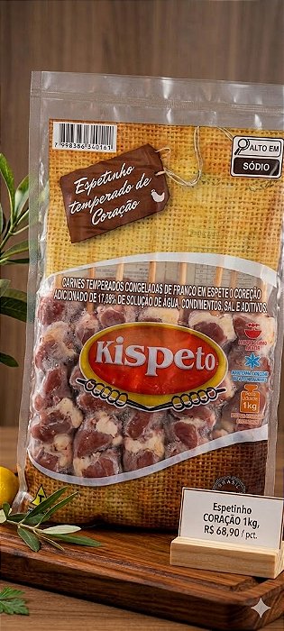Espeto Coração 1kg Temperado