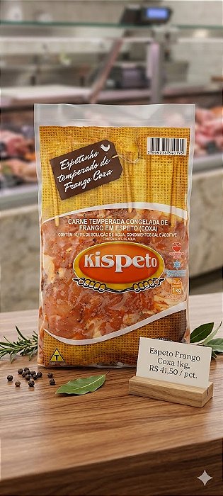 Espeto Frango Coxa Temperado 1kg
