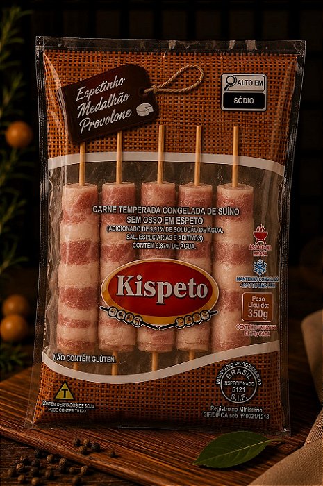 Espeto Medalhão Provolone 350g para Churrasco