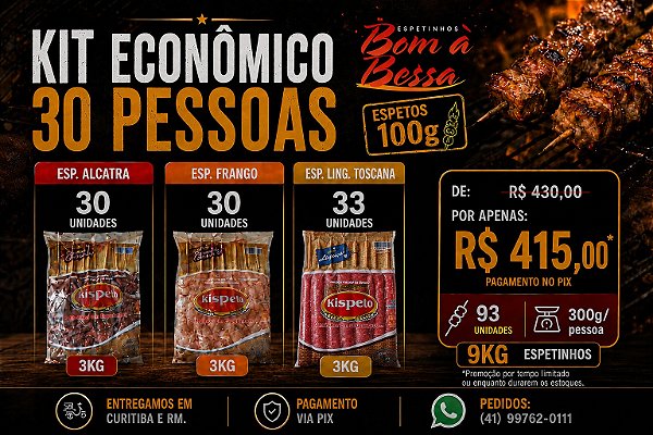 Kit Espeto Econômico para 30 Pessoas