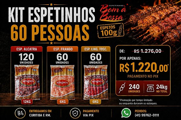 Kit Espeto Empresa 60 Pessoas