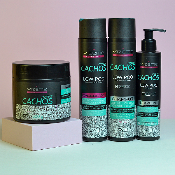 Kit Cabelos Cacheados  Perfect Cachos (4 Produtos) - Cachos Definidos, Sem Frizz, Leves e Soltos - Vizeme