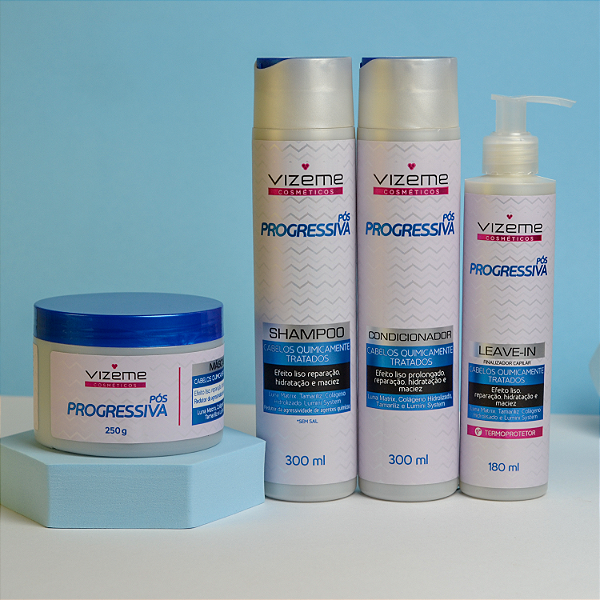 Kit Pós Progressiva (4 Produtos) - Prolonga o Efeito Liso por Muito mais Tempo - Vizeme