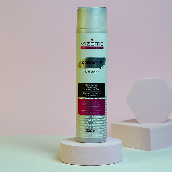 Shampoo Queraplus 300ml - Rico em Queratina e Óleo de Coco - Vizeme